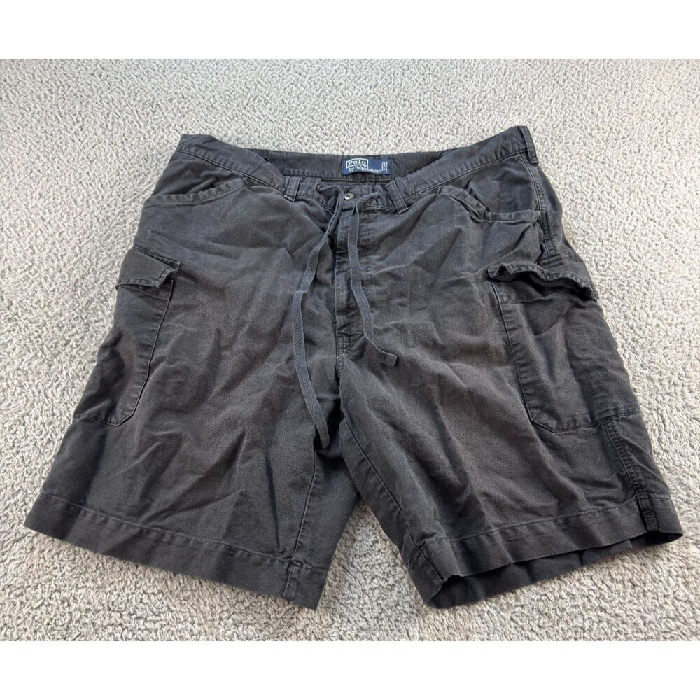 Polo Ralph Lauren Linen Cargo Shorts Mens XL 37" x 9" Stretch Drawstring Y2K
